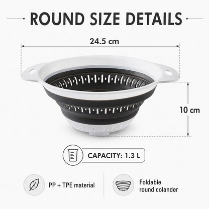 Collapsible Colander & Strainer, Space-Saving Silicone Basket, Round