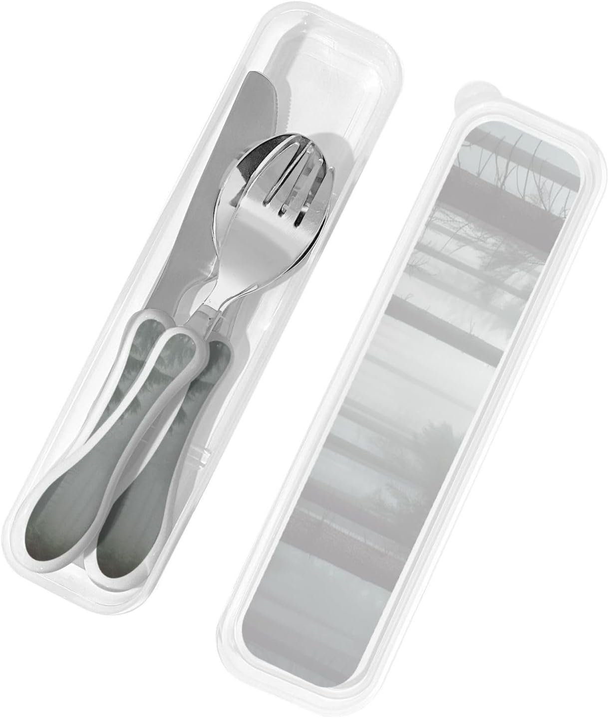 3-Piece Kids Silverware Set With Storage Case, Stainless Steel Reusable Children Safe Knife Spoon Fork Set Blue Active Girl Running Sunset Children Flatware Set For Kids Lunch Box - Colors A