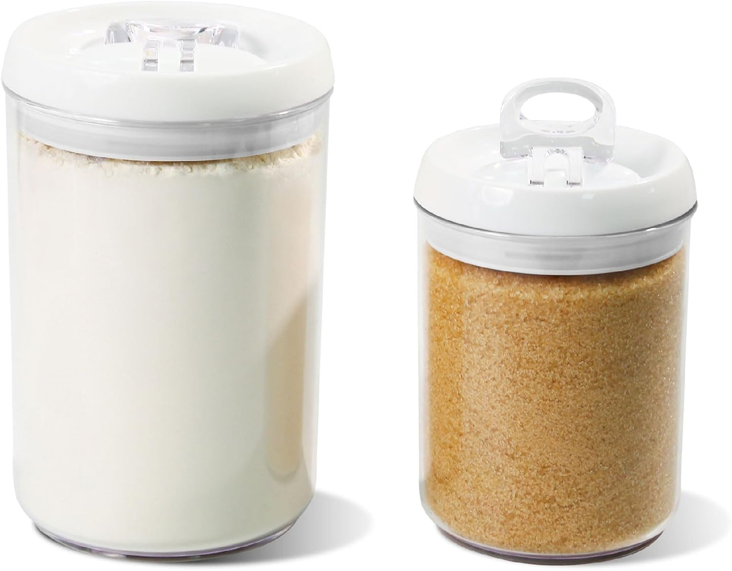 Felli Flip Tite Acrylic Food Storage Container with Lid 6” XL Air Tight Ring Seal Flip Top, Plastic Kitchen Baking Canister for 5 lb Flour Sugar Rice Protein Powder Pantry Organizer (Nest-M, White)