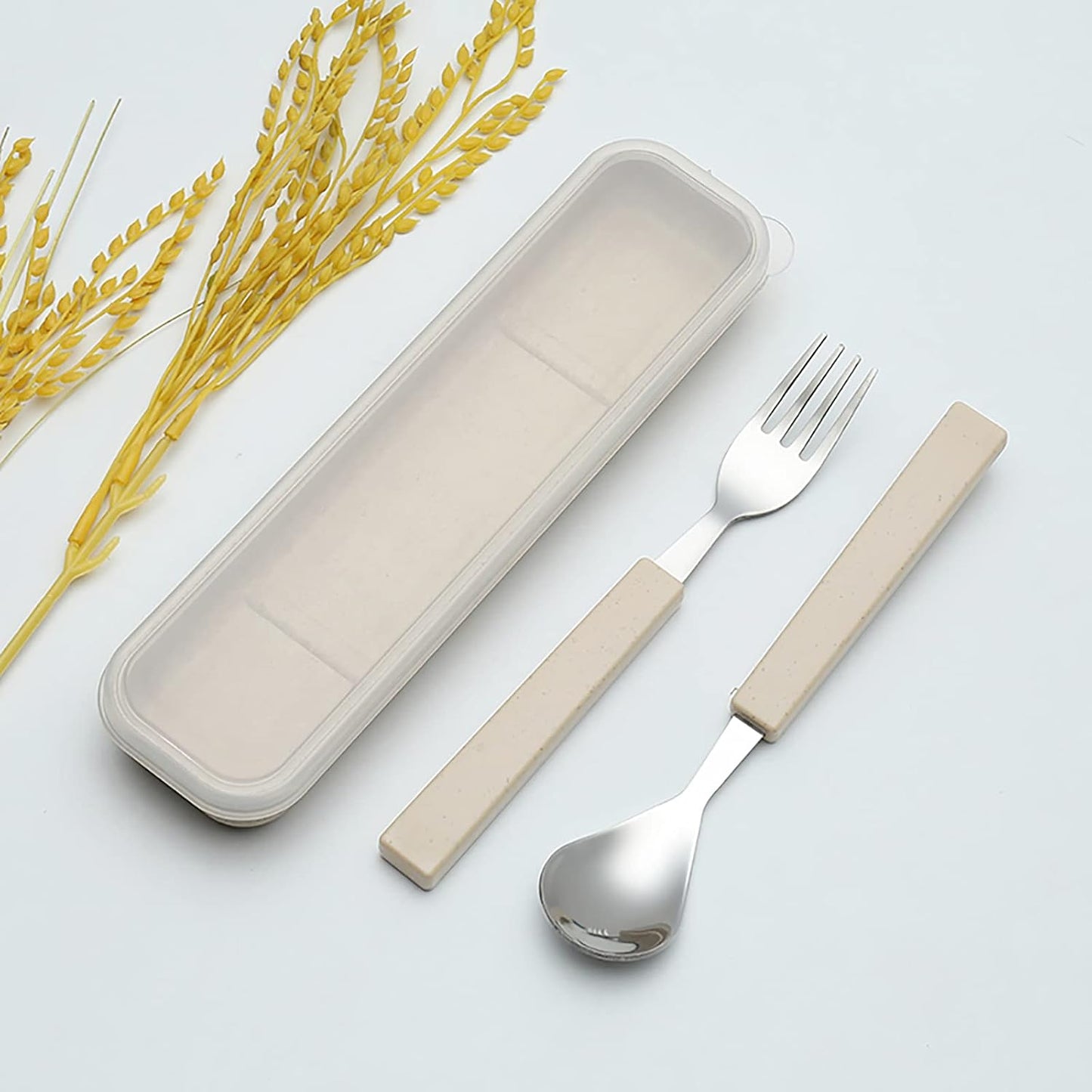 VANRA 2-Piece Children Flatware Set 18/10 Stainless Steel Child Tableware Set Silver Cutlery Set Silverware Dinner Utensils Spoon Fork Set with Travel Case for Kids (Chrome Finished) (Blue)