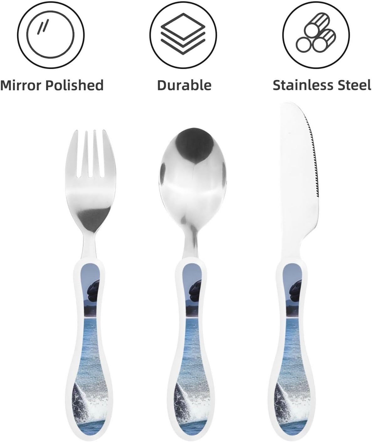 3-Piece Kids Silverware Set With Storage Case, Stainless Steel Reusable Children Safe Knife Spoon Fork Set Elephant Pattern Children Flatware Set For Kids Lunch Box