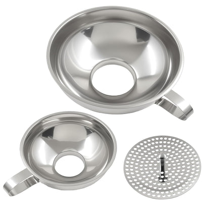 Biaungdo Canning Funnel with Strainer, 3 Pcs Wide Mouth Jar Funnels Set
