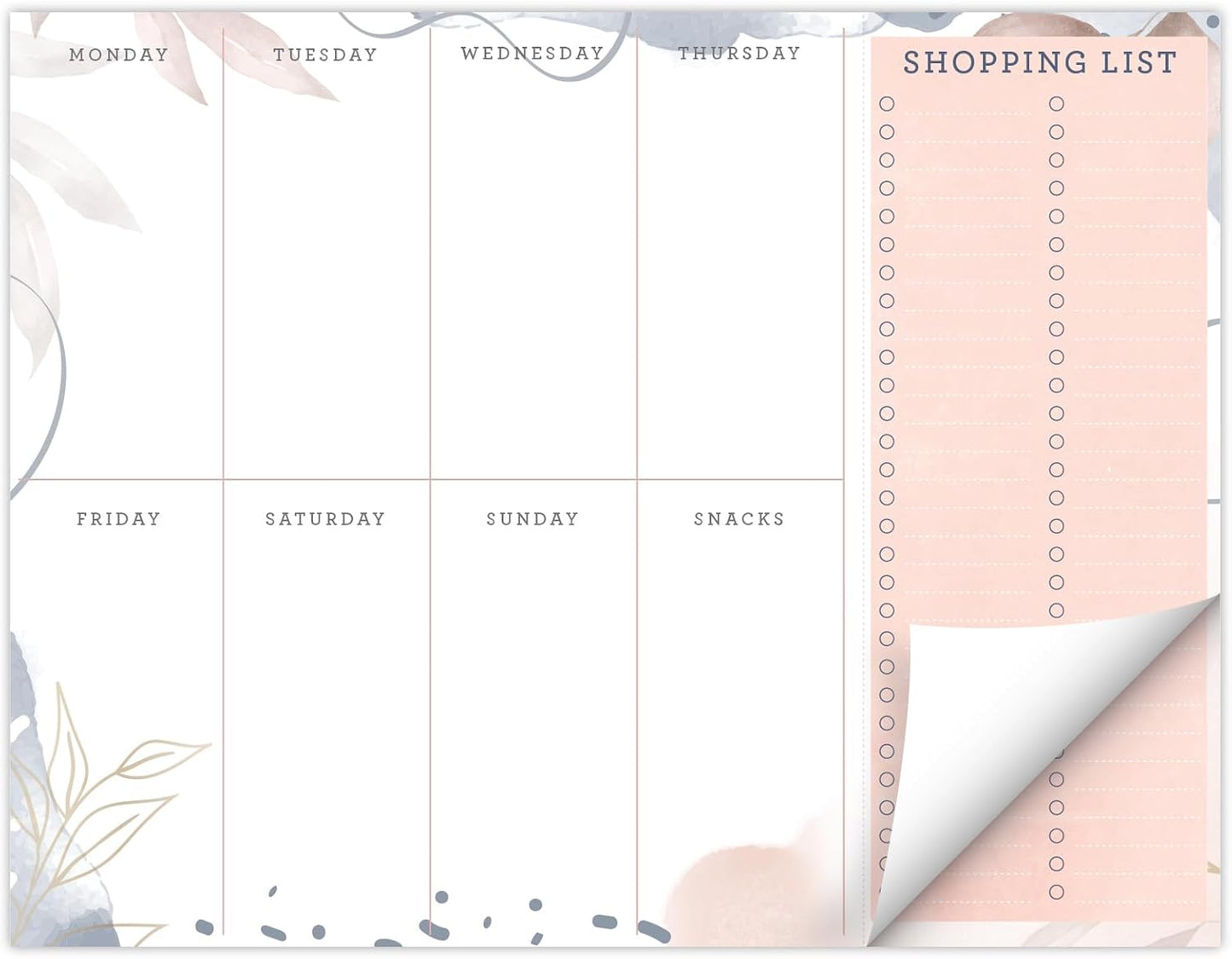 Global Printed Products 8.5" x 11" Horizontal Meal Planning Pad, 60-Sheets, Soft Pink Floral