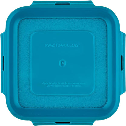 Rachael Ray Leak-Proof Nestable Container Food Storage Bin Set, 10-Piece, Clear with Teal Lids