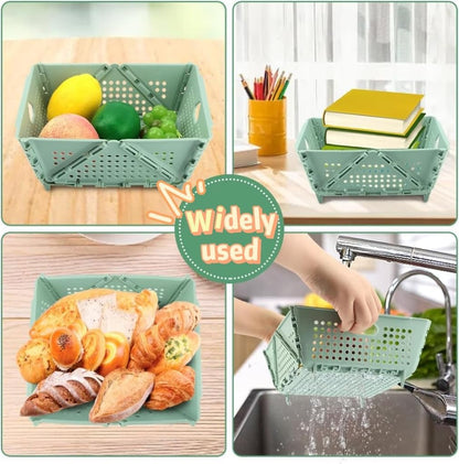 Thickened Collapsible multifunctional Colander for Kitchen, Wash Foldable Storage Drain basket for Pasta, Fruit, Vegetables, snack，Berry Space-Saving ，RV camper, Tabletop storage organization basket
