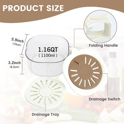 Colander Strainer Fridge Organizer Storage Container with Switchable Lid, Fruit Veggie Wash Basket and Draining Bowl, Single Vegetable Keeper Bin for Refrigerator