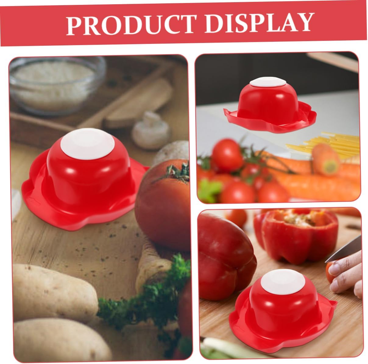 Zerodeko Red Handheld Vegetable Grater Food Holder Safety Cutting Finger Guard Kitchen Protector for Mandoline Slicer Preventing Injuries and Ensuring Secure Slicing at Home and Restaurants