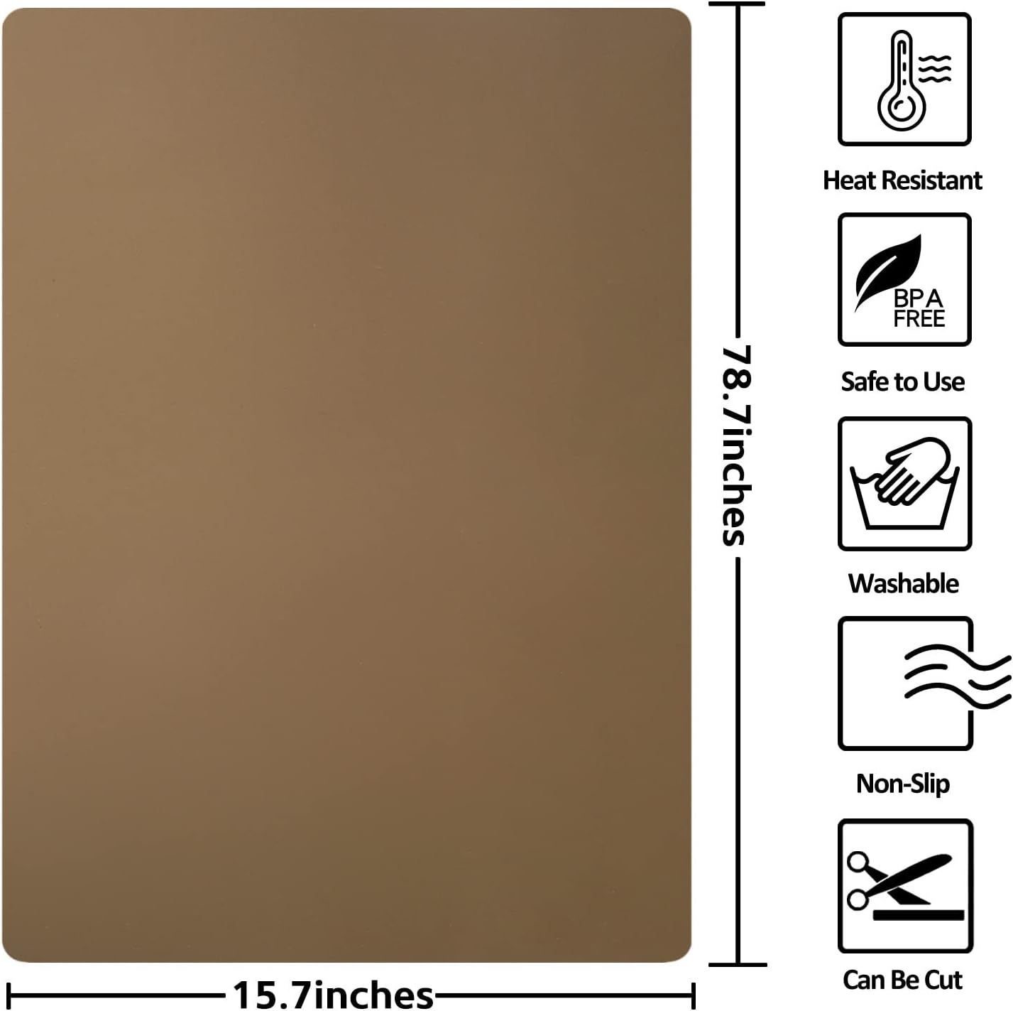 Silicone Mat Heat Resistant Mats for Countertop, Large Silicone Mats for Crafts Kitchen Counter Workbench Table protector, Size 36x24 inches Thick 2mm,Rolled Package,Light Blue