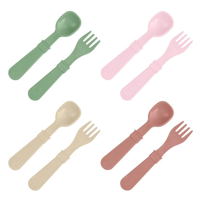 Re-Play Toddler Forks and Spoons Set - 4x4 Utensils Set for Kids - Dishwasher and Microwave Safe - Made in USA - Set of 8-5.8" x 1.2" x 0.2" - Princess