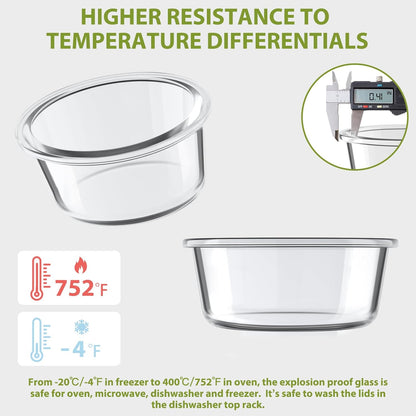 Freshmage 23oz Glass Meal Prep Containers with Lids, Airtight 3-Cup Glass Storage Containers Set, Heat-Resistant BPA-Free for Soup, Leftover, Microwave, Dishwasher, and Freezer Safe (6 Packs)