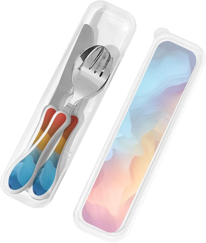 3-Piece Kids Silverware Set With Storage Case, Stainless Steel Reusable Children Safe Knife Spoon Fork Set Classic Cocktail Children Flatware Set For Kids Lunch Box