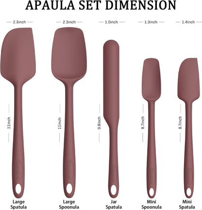 Coukre Silicone Spatula Set of 5,High Temperature Resistant, Food Grade Silicone, Dishwasher Safe, for Baking, Cooking (Pure Colorful A)