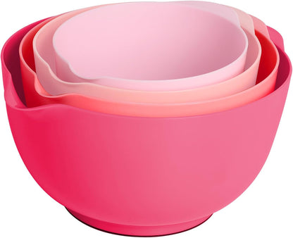 BoxedHome 4.5 Quart Large Plastic Mixing Bowls, Microwave Safe Mixing Bowl Set with Pour Spout, Nesting Bowls for Space Saving Storage(Violet Blue)