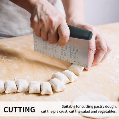 4TH Bench Scraper - Professional Stainless Steel Dough&Pastry Cutter, Multi-Purpose Kitchen Essential Gadget, Food-Safe Chopping Board Aid, Perfect Home Baking Culinary Tool - Turquoise