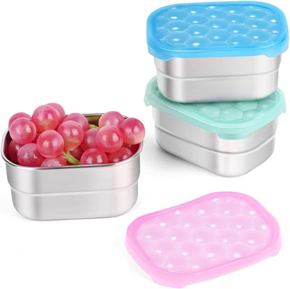 Tanjiae Small (1 CUP) Stainless Steel Snack Containers for Kids | Easy Open Leak Proof Food Containers with Silicone Lids - Perfect Metal Toddler Lunch Box for Daycare and School (8oz)