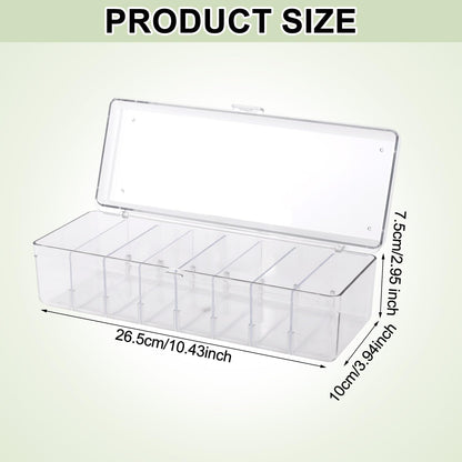 Drink Packet Organizer, Water Flavor Packet Holder with Lid Compact Water Drink Packet Storage Container with Removable Dividers Food Storage Bins for Cabinets Refrigerator