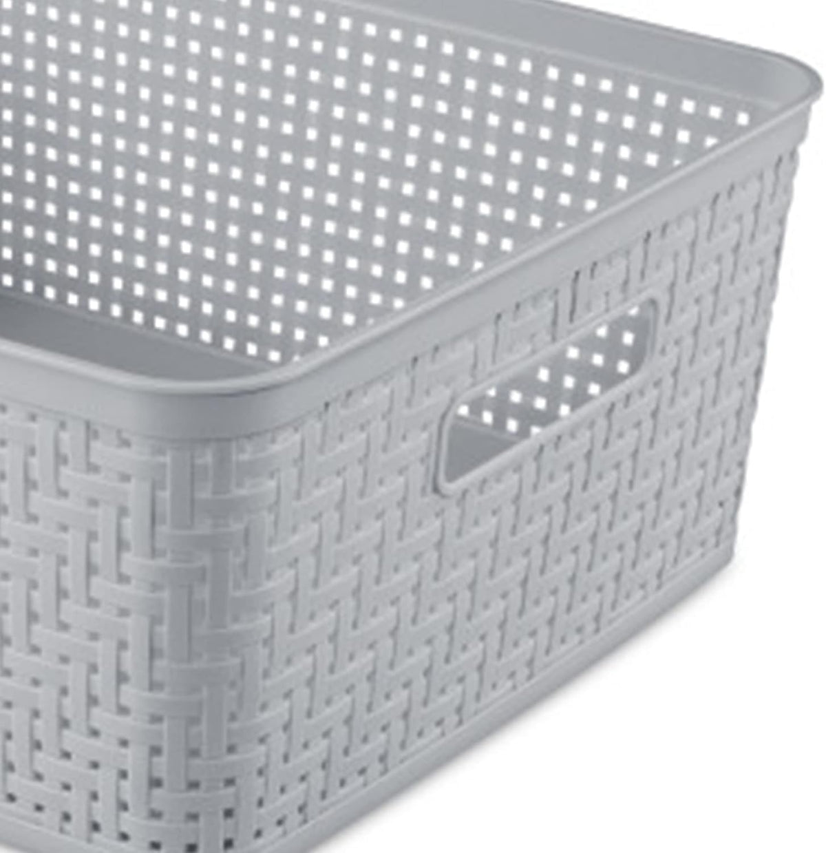 Sterilite 6-Pack Tall Basket, Woven Plastic Storage Baskets for Organization, Cement - Organizing Bin Containers with Handles for Bedroom, Bathroom, Dorm, and Closet