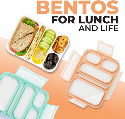 Bento Lunch Box Kids & Adults, Lunch and Snack Containers for Boys & Girls with 3 Compartments - School, Work Daycare, Meal Planning Portion Control Container, BPA-Free Boxes, Utensils, Blue 1 pack