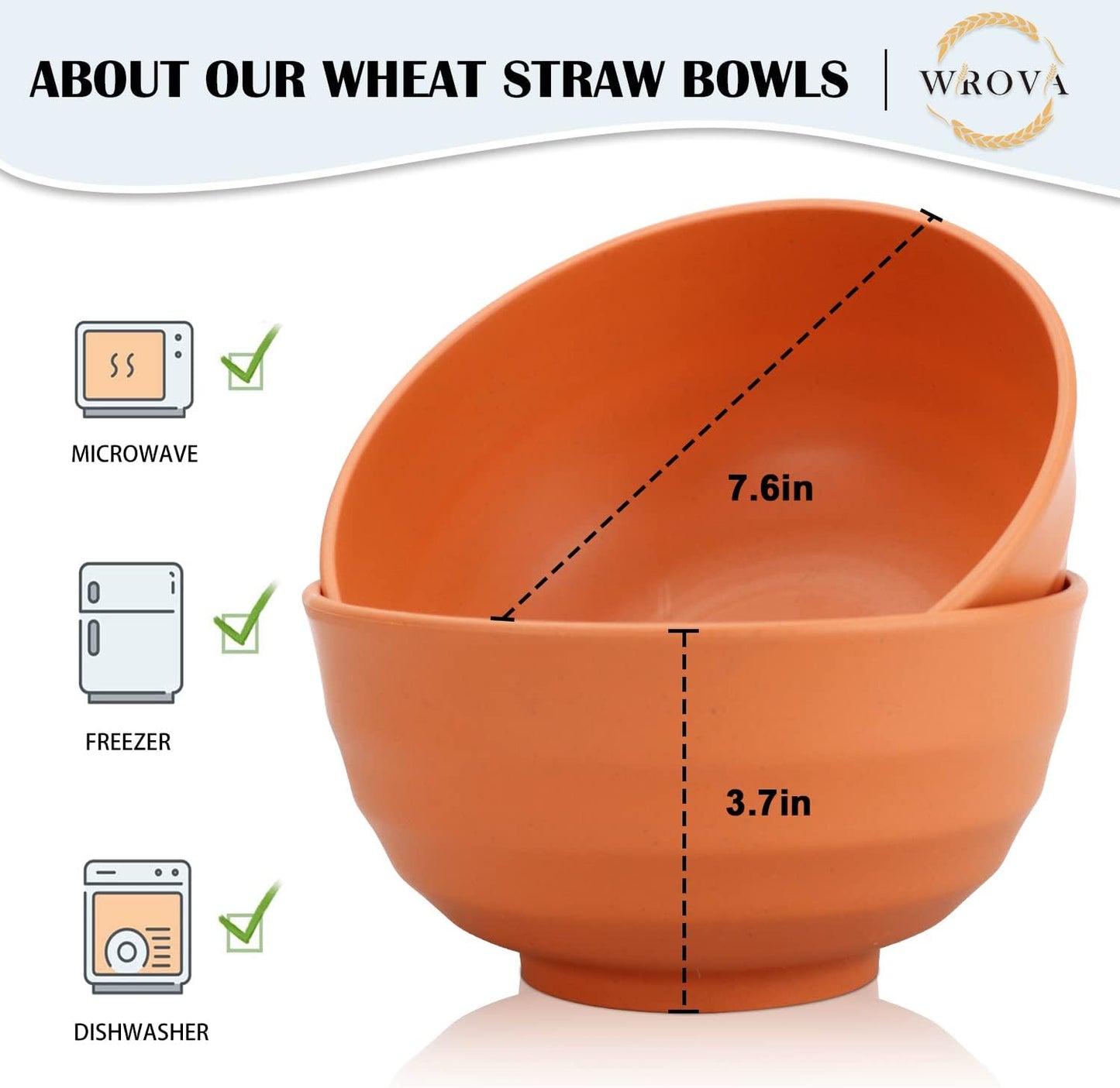 Wheat Straw Bowl Sets,8 PCS Unbreakable Cereal Bowl 26 OZ,Microwave and Dishwasher Safe Bowls,Bowl Sets for Camping and Picnic BPA Free Colorful Salad Bowls for Serving Soup,Oatmeal and Fruit Etc…