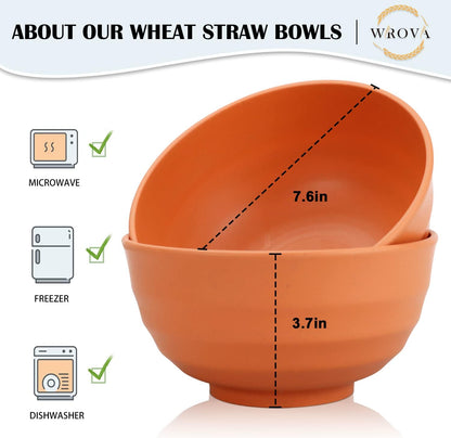 Wheat Straw Bowl Sets,8 PCS Unbreakable Cereal Bowl 26 OZ,Microwave and Dishwasher Safe Bowls,Bowl Sets for Camping and Picnic BPA Free Colorful Salad Bowls for Serving Soup,Oatmeal and Fruit Etc…