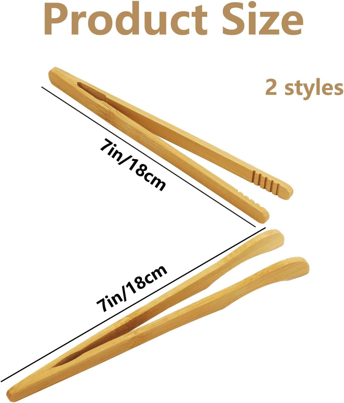 8Pcs Bamboo Toast Tongs, KUAOOAUK Wood Cooking Tongs, Reusable 7’’ Bamboo Kitchen Utensil, Toaster Tong for Fruits Bread Salad Pasta BBQ Cheese Bacon Fruits Tea Muffin