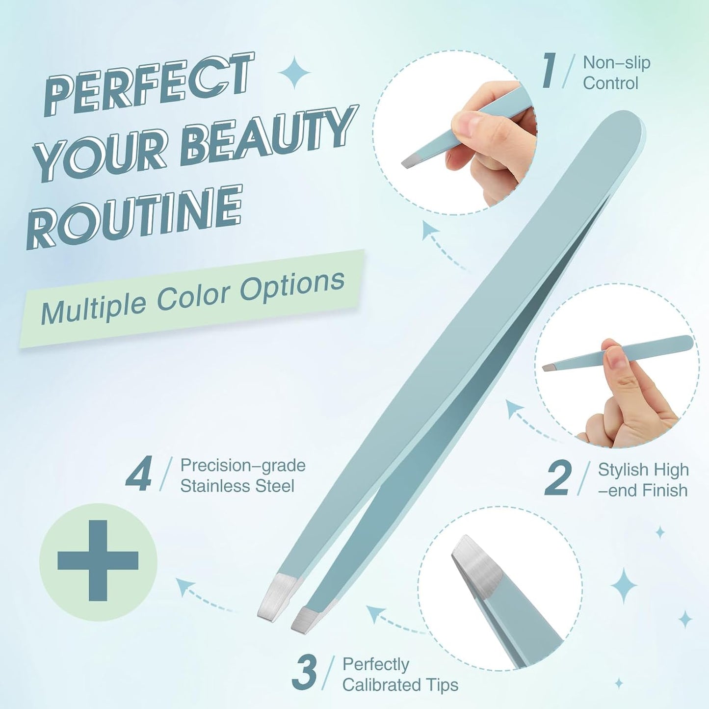 Mudder 12 Pcs Eyebrow Tweezers Set for Facial Hair Stainless Steel Slanted Tip Tweezers in Bulk for Men and Women(Silver)