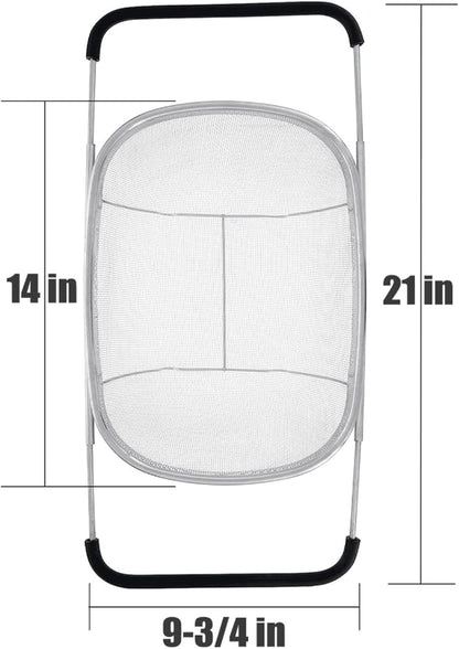 Professional-Grade Stainless Steel Colander – 6-Quart Over-Sink Expandable Strainer Basket with Non-Slip Silicone Handles, Fine Mesh Sieve for Draining Pasta, Washing Veggies, Rinsing Rice & More