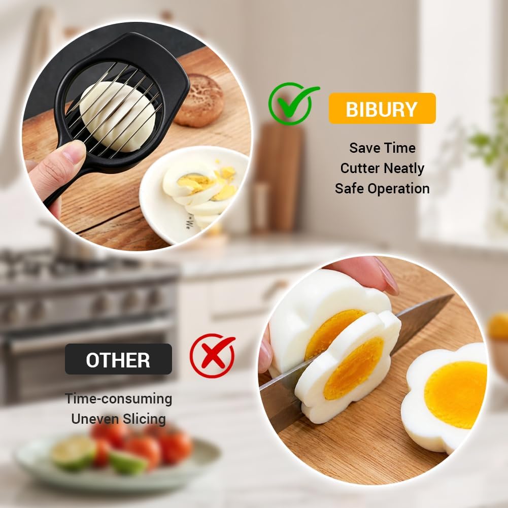 Egg Slicers Cutter, Stainless Steel Multifunction Slicing Mould, Handheld Mushroom Kiwi Divider Tomato Strawberry Cutter, 2.95 * 7.5inches (Black)