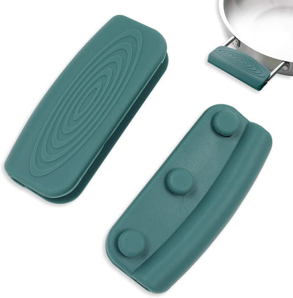 2Pcs Silicone Pot Handle Covers with Buttons, Heat Resistant Cast Iron Pot Assist Handle Covers, Non Slip Silicone Pot Holders, Reusable Hot Pot Grip Handle Sleeves (Gray)
