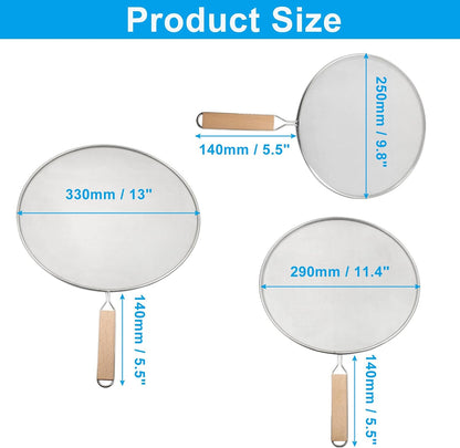 1Pcs 8Inch Stainless Steel Splatter Screen Splatter Guard with Handle, Ultra Fine Mesh Cooking Protector for Frying Cooking/Kitchen Use