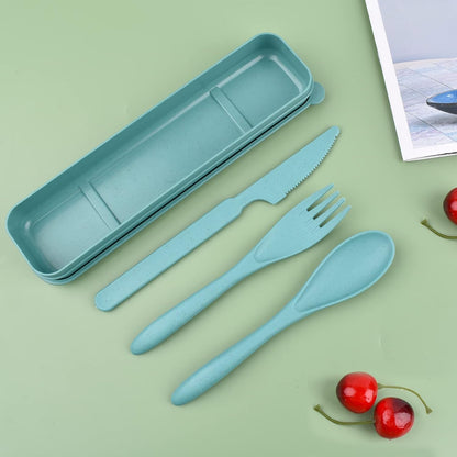 2 Sets Reusable Utensil Set with Case, Portable Plastic Spoons Fork Knife Camping Utensils for Lunch Box Accessories for Kids Adults Travel Picnic Camping Daily Use(Blue, Black)