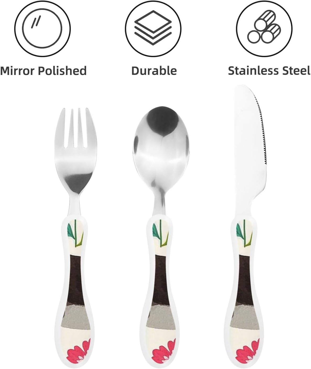 3-Piece Kids Silverware Set With Storage Case, Stainless Steel Reusable Children Safe Knife Spoon Fork Set Dreamy Jellyfish Print Children Flatware Set For Kids Lunch Box
