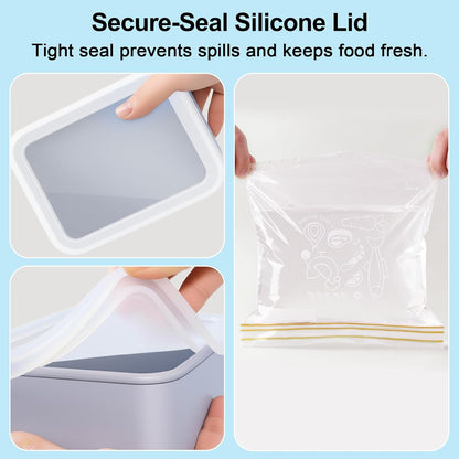 Silicone Freezer Trays with Lid, 1 & 2 Cup Meal Prep Molds 4 Pack | Portion Control Soup Containers | Airtight Stackable Freezer Cubes | BPA-Free Dishwasher Oven Safe, with Freezer Bags& Labels
