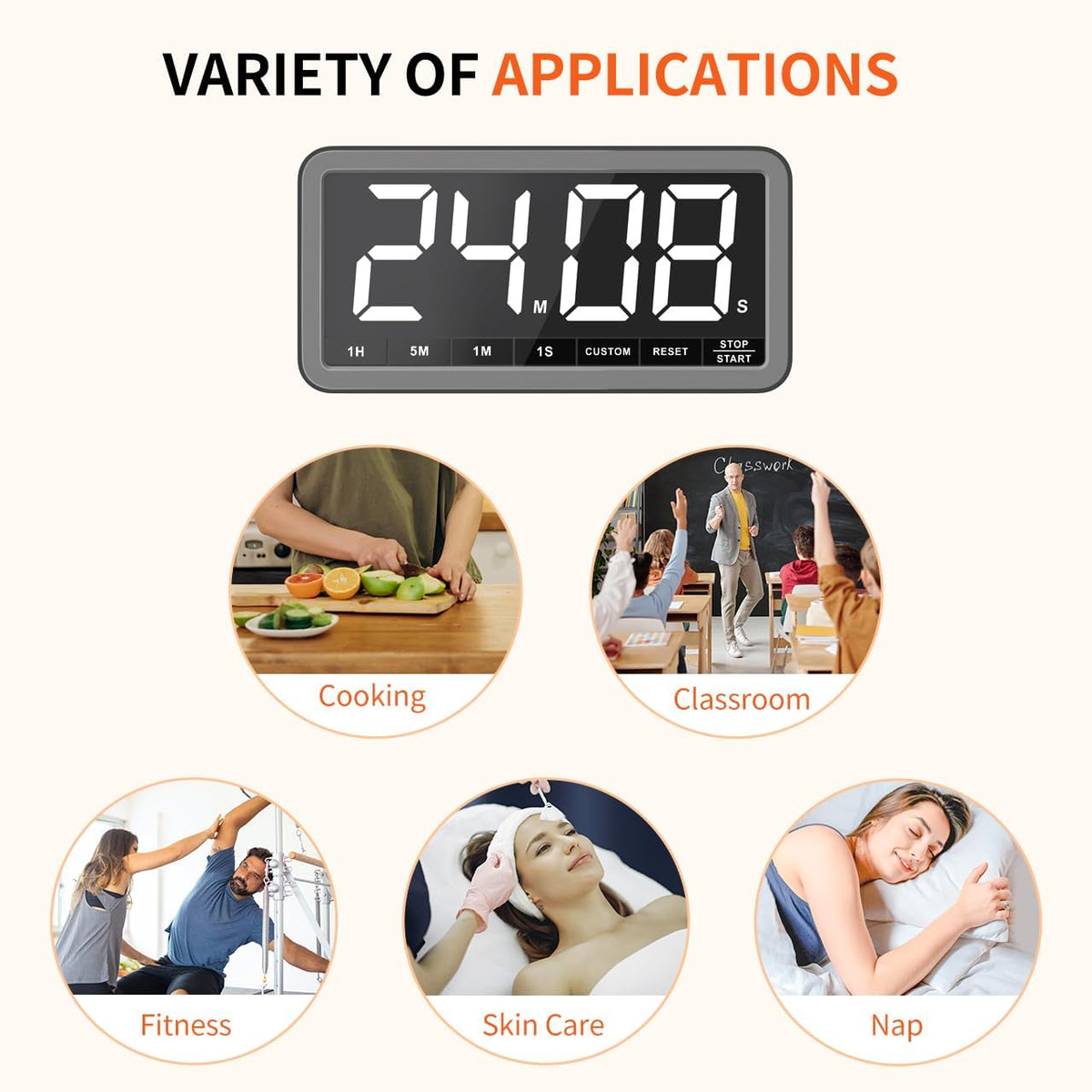 VOCOO Large 7.8" Digital Timer, Magnetic LED Timer for Kitchen & Classroom