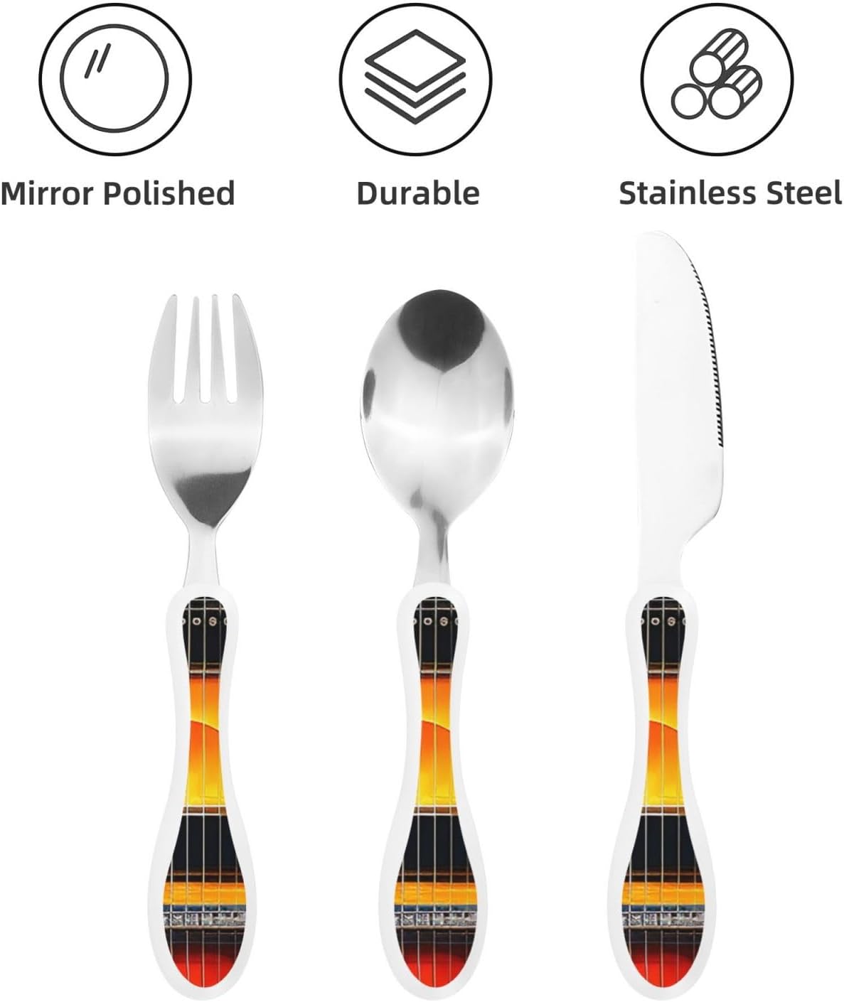 3-Piece Kids Silverware Set With Storage Case, Stainless Steel Reusable Children Safe Knife Spoon Fork Set Blue Active Girl Running Sunset Children Flatware Set For Kids Lunch Box - Colors C