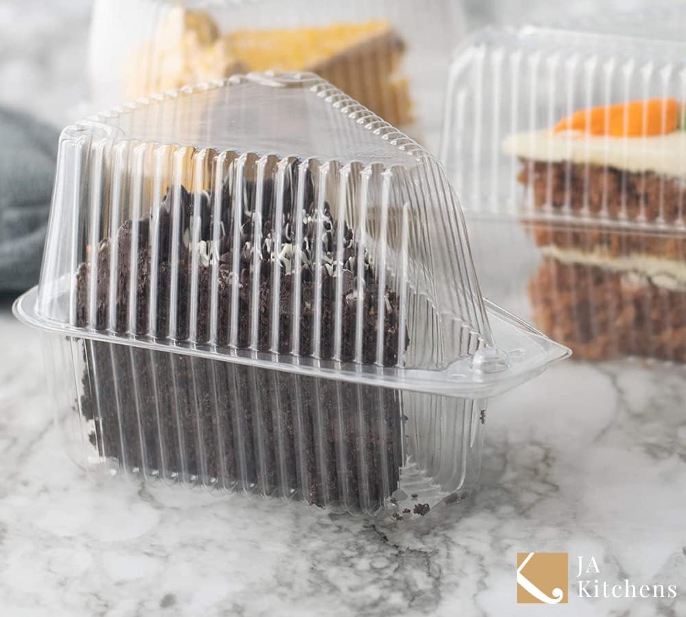 Hinged, Clear Single-Slice Pie/Cake/Cheesecake Container (High Dome Lid) - 20 Pieces