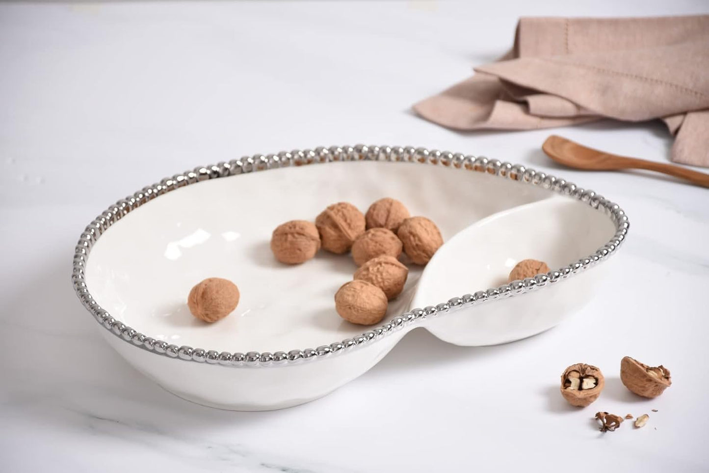 Pampa Bay Titanium-Plated Porcelain 2 Section Serving Piece