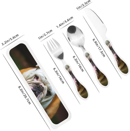 3-Piece Kids Silverware Set With Storage Case, Stainless Steel Reusable Children Safe Knife Spoon Fork Set Blue Active Girl Running Sunset Children Flatware Set For Kids Lunch Box - Colors A