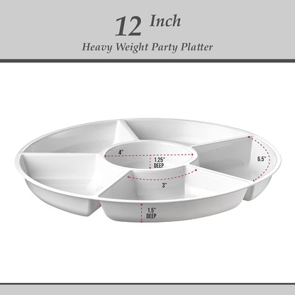 Plasticpro 6 Sectional Round Plastic Serving Tray/Platter (4, Clear)