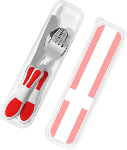 3-Piece Kids Silverware Set With Storage Case, Stainless Steel Reusable Children Safe Knife Spoon Fork Set Fashion Striped Children Flatware Set For Kids Lunch Box
