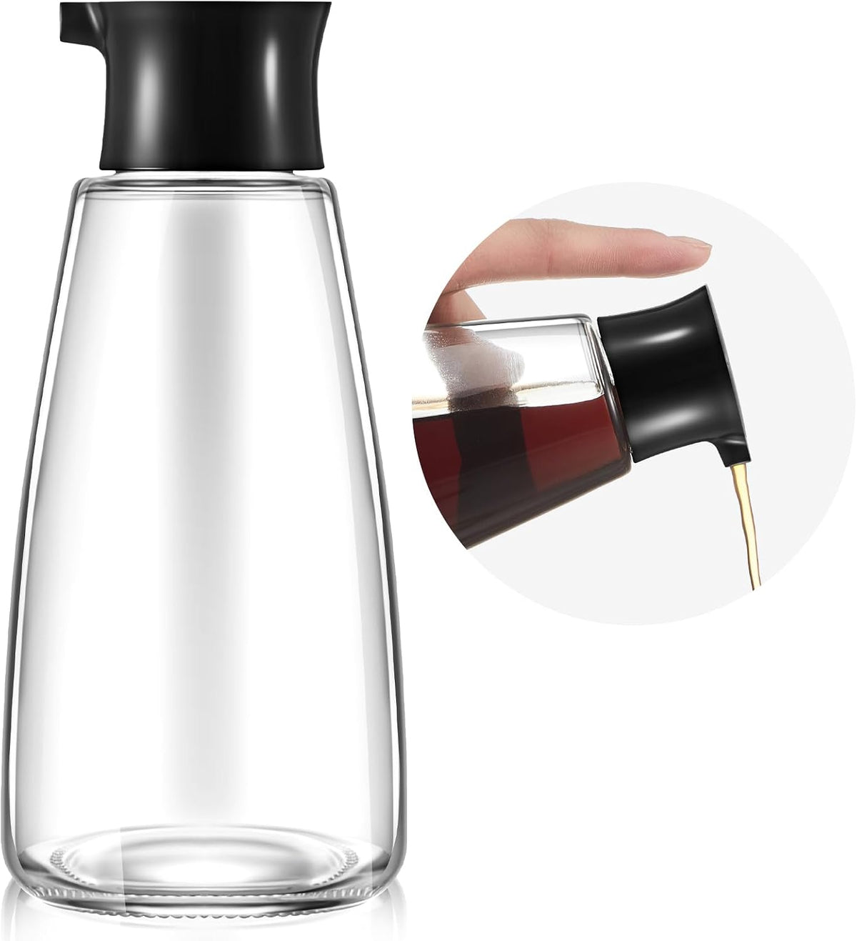 Glass Soy Sauce Dispenser Bottles, 9.6 oz Oil Cruet, Black