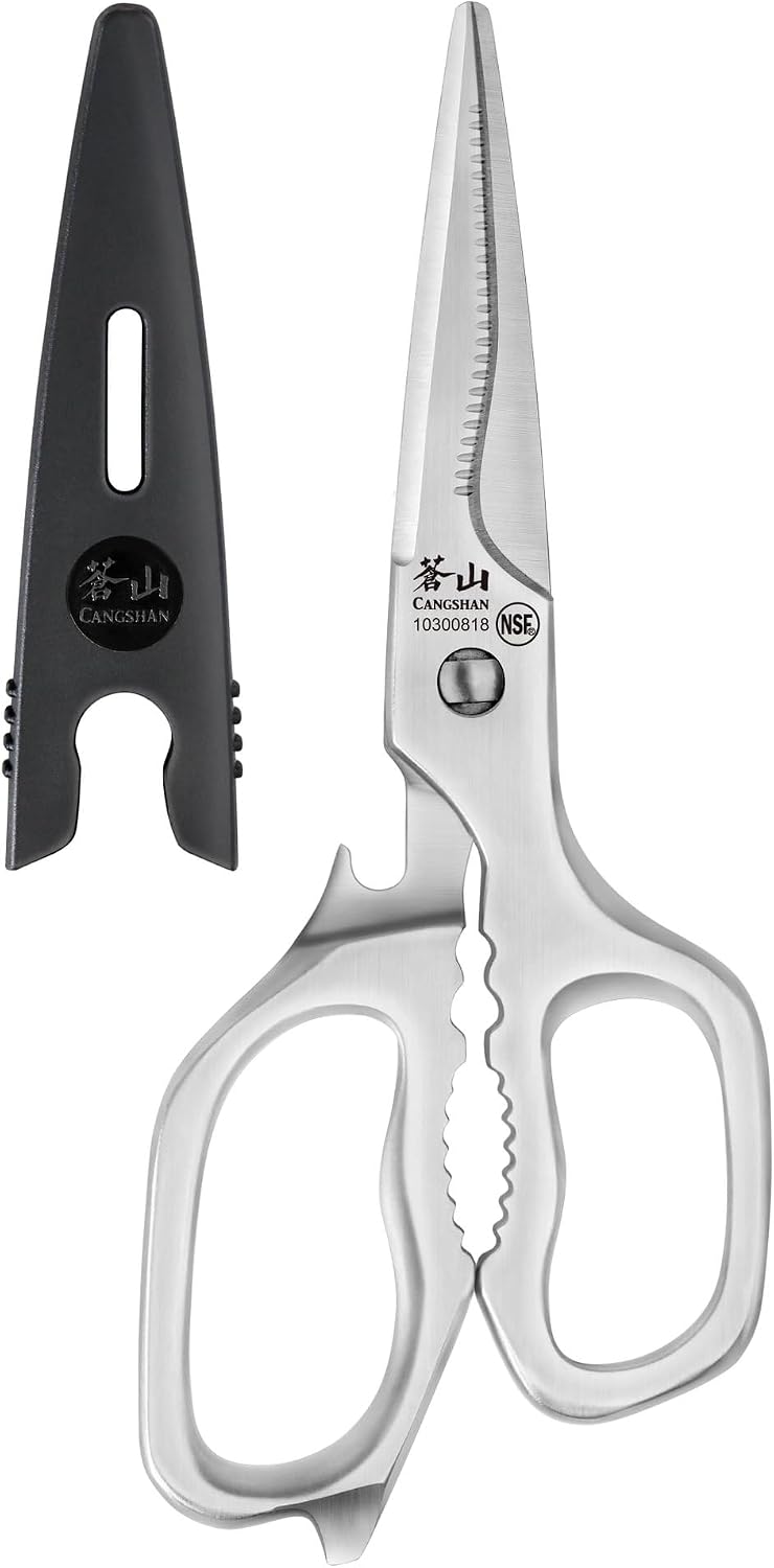 Cangshan Forged Stainless Steel Kitchen Shears with Satin Finish and Blade Guard