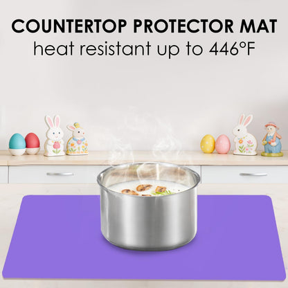 Extra Large Silicone Mats for Kitchen Counter, 27.6'' x 19.7'' Nonskid Silicone Placemats for Kids, Nonstick Purple Silicone Mat for Baking Crafts, Silicone Dab Mat Heat Resistant, 1Pack - Colors A