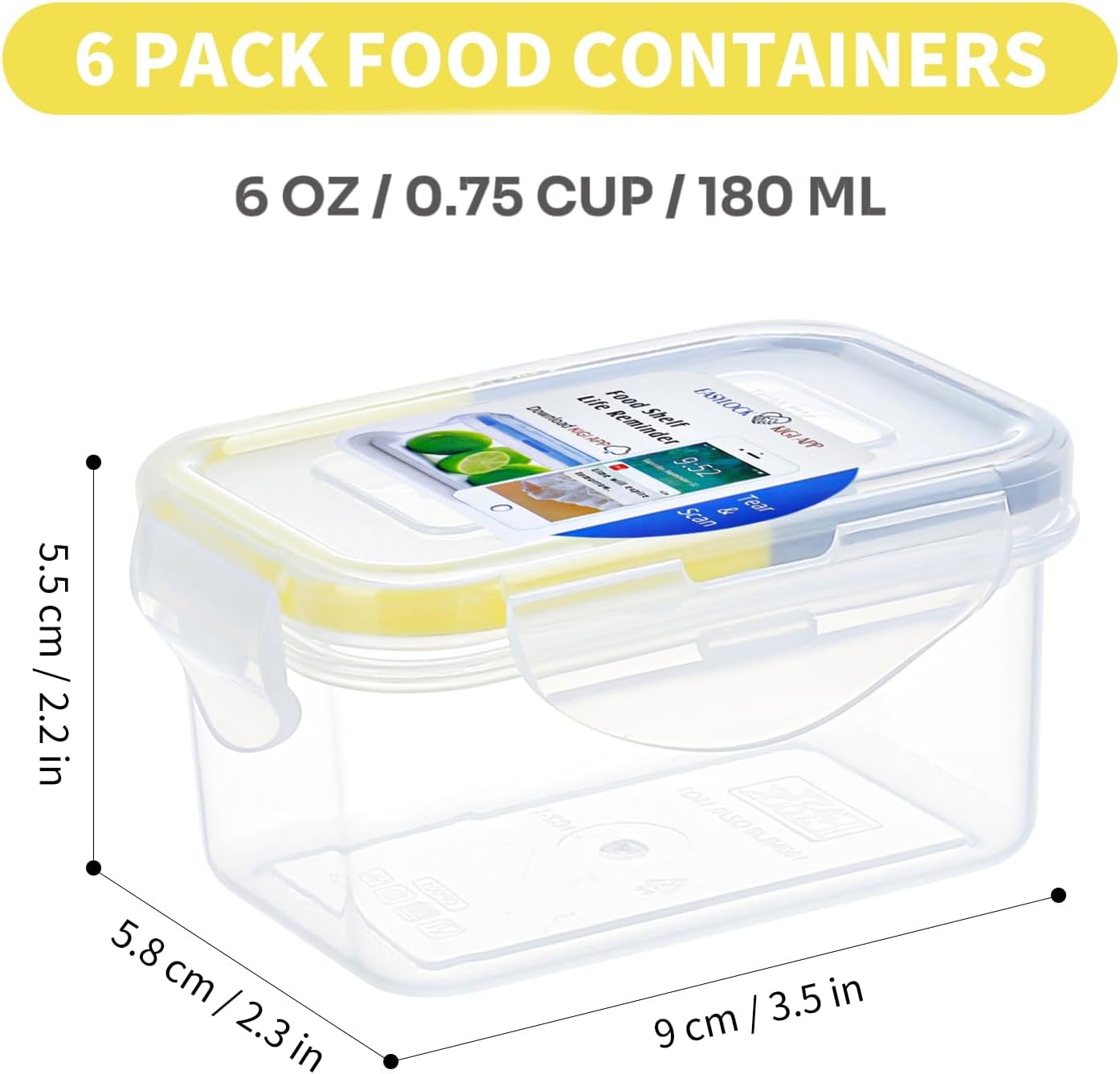 KIGI Airtight Reusable Meal Prep Containers, Leak-Proof & Stackable, 4-Sided Locking Lids, Ideal for Food Storage, Lunch & Leftovers, Microwave, Freezer & Dishwasher Safe, 39 oz, 4.8 Cup, 12 Piece Set