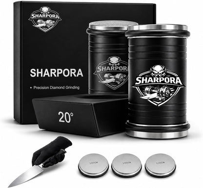 Rolling Knife Sharpener System, 3 Stage Diamond Discs, 400/1000/3000 Grit