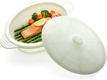 Silicone Microwave Steamer Collapsible Cooker for Vegetables Fish Prep Meal