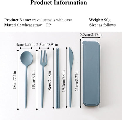HAGBOU Plastic Travel Utensils, 4 Sets Spoons and Forks Set Silverware, Portable Reusable Utensils with Case for Lunch Box, Picnic, Travel, Camping