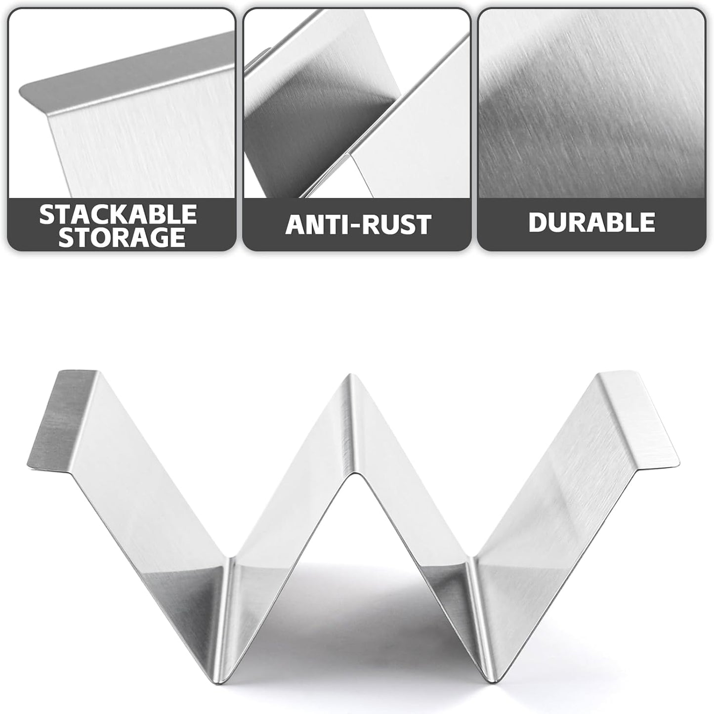 Stainless Steel Taco Holder Stand Set of 6 - Stylish Rack Holds Up to 2 Tacos Each,Stylish Taco Rack with Handles