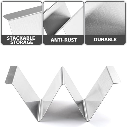 Stainless Steel Taco Holder Stand Set of 6 - Stylish Rack Holds Up to 2 Tacos Each,Stylish Taco Rack with Handles
