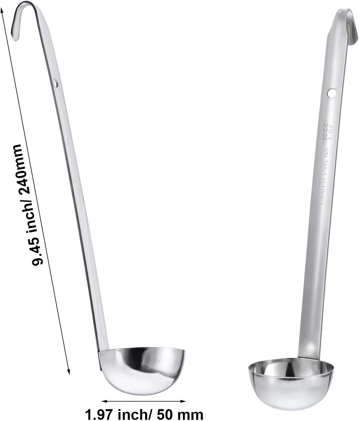meekoo Stainless Steel Ladles Soup with Long Handle, 6oz